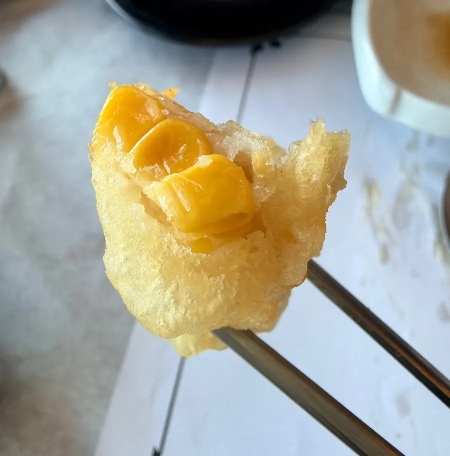 Malyak corn fritters served like a dessert at the end