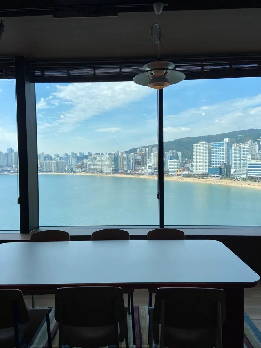 Gwangalli beach view from a window-side seat