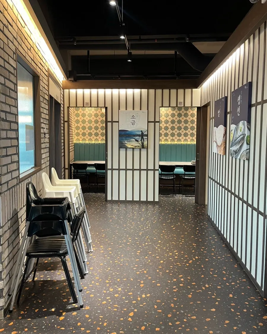 Interior view of the room with seating arranged