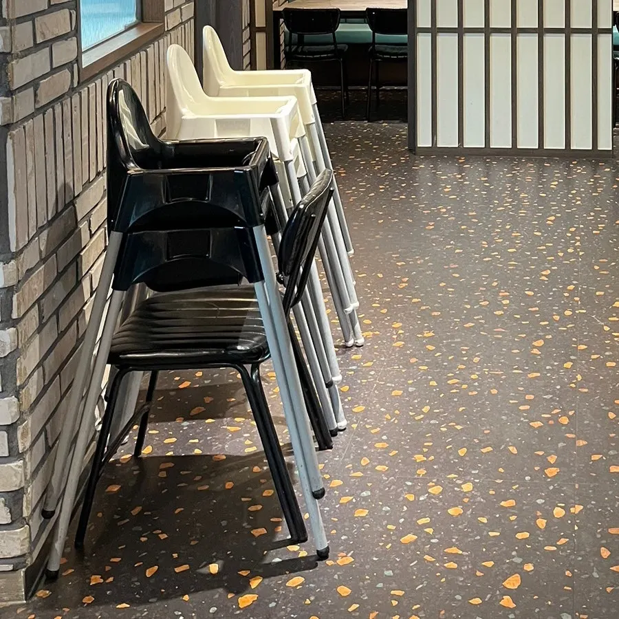 Baby chairs and bibs available at the restaurant