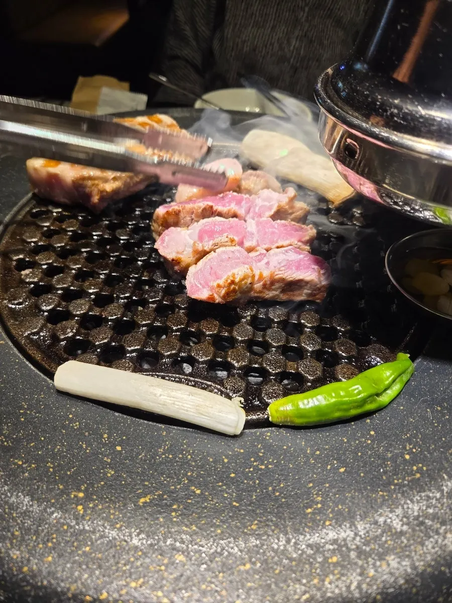 Brazier filled with domestic Korean charcoal