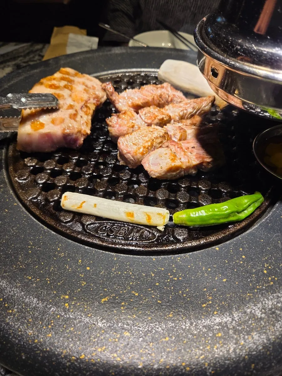 Charcoal-grilled pork with a smoky aroma