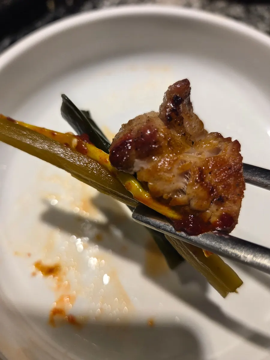 A piece of mild pork neck with side dishes