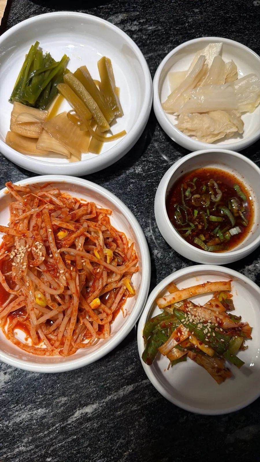 Ssamjang, salt, wasabi, and accompaniments