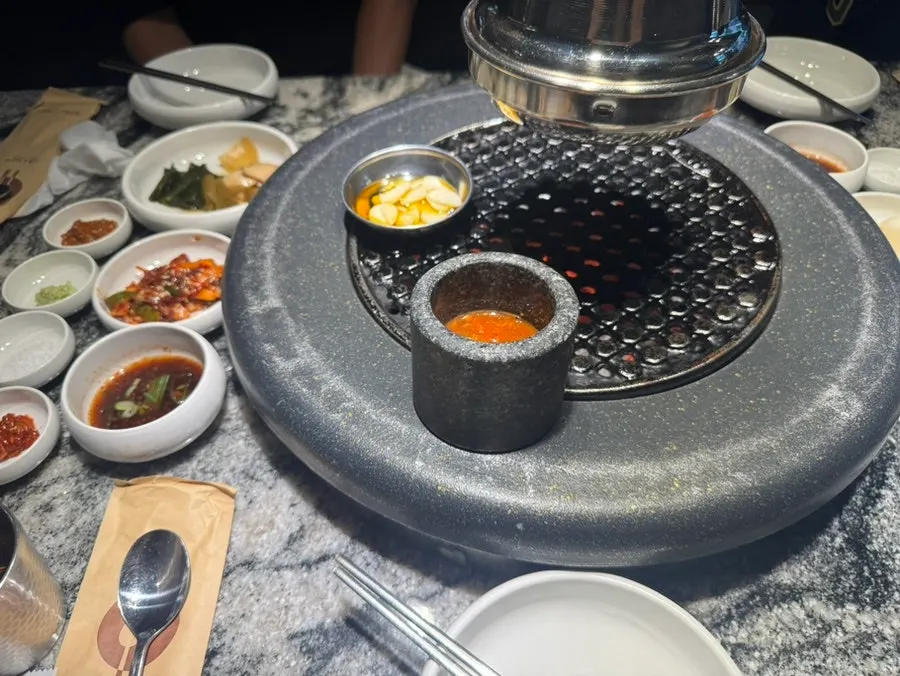 Charcoal placed on the grill