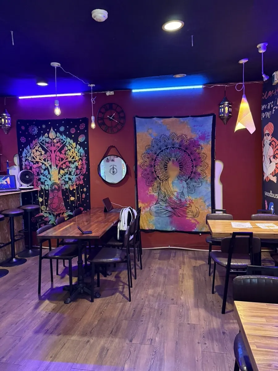 Seating and lighting inside Bollywood with Indian-style interior