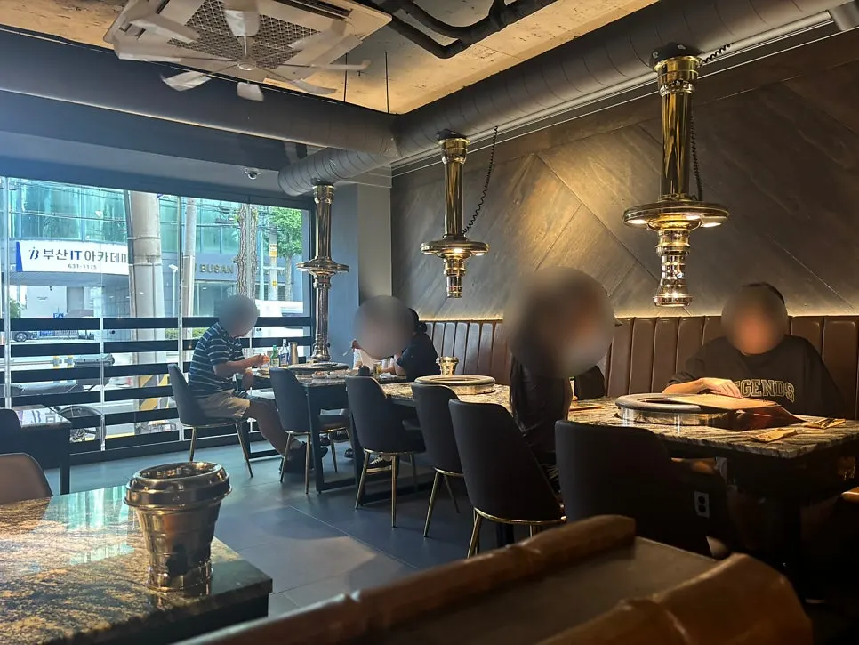Tables and walkway inside the restaurant