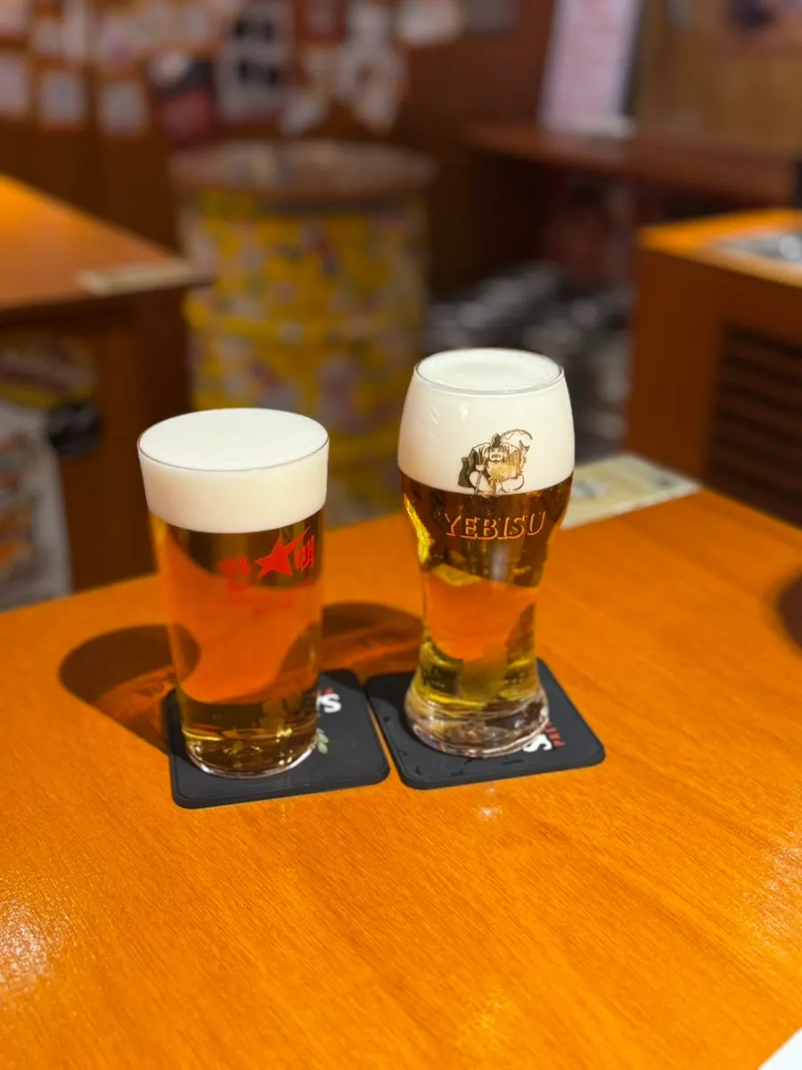 Two glasses of draft beer at Ganppa Beer Gwangalli 2