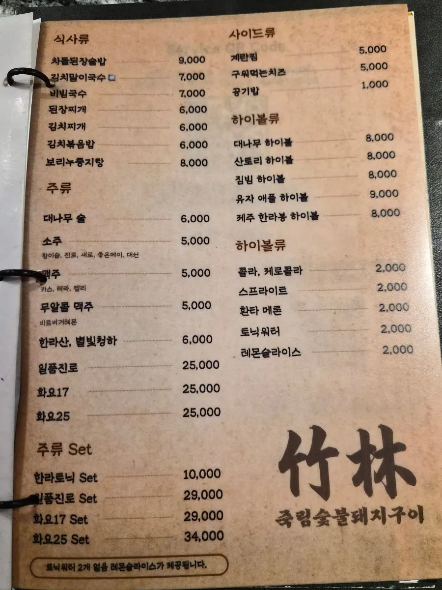 돼지고기 부위 메뉴 안내