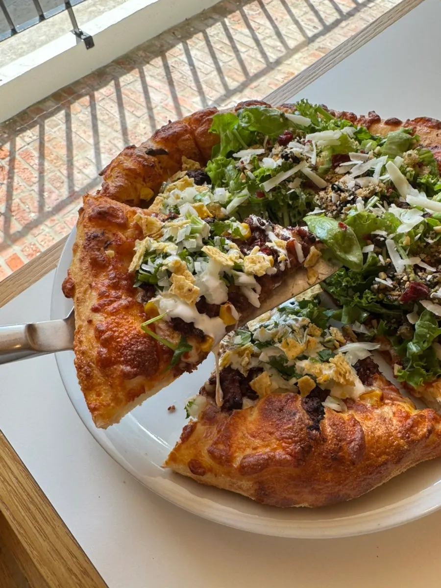 Birria meat taco pizza