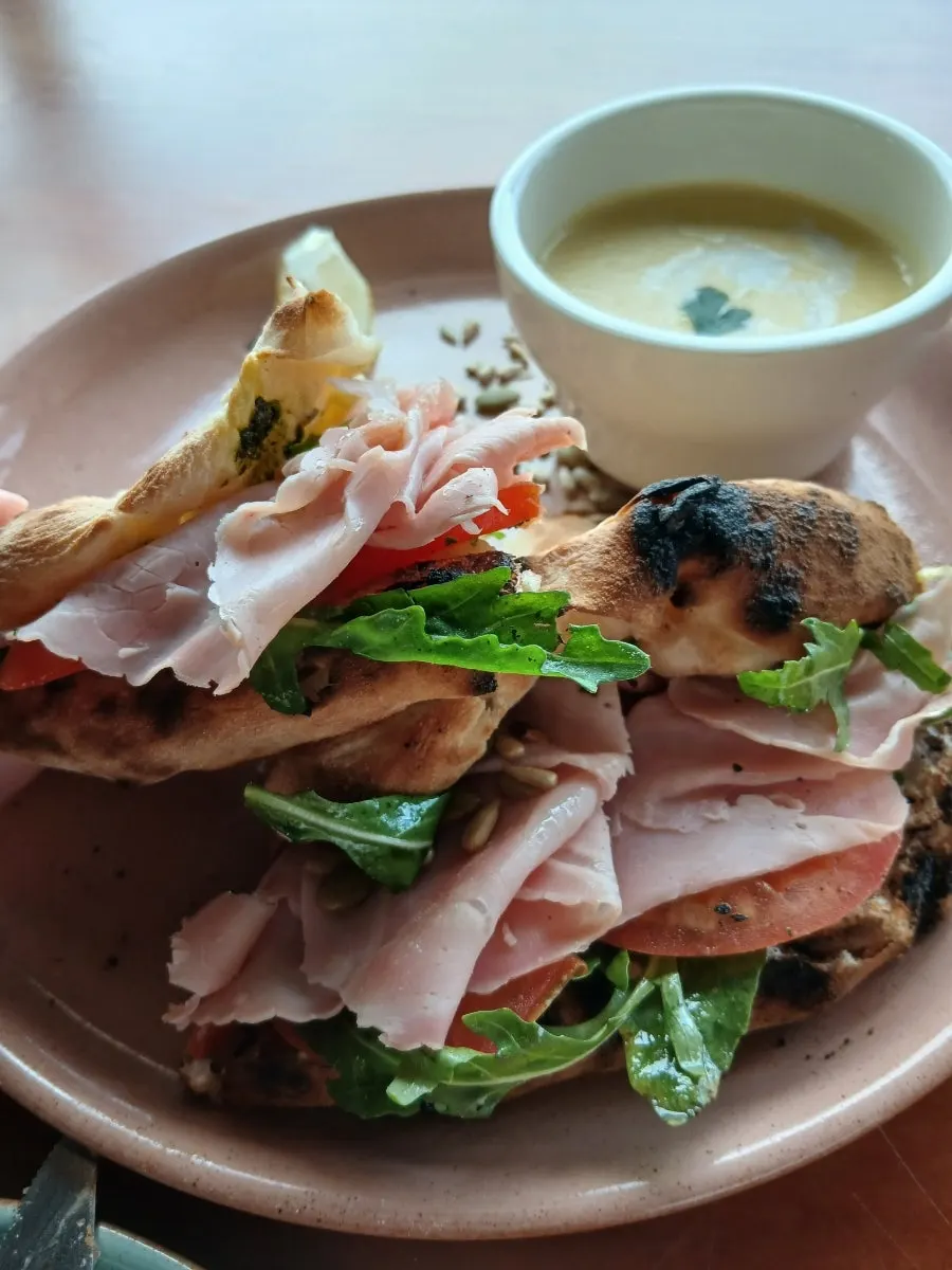 Italian sandwich with tomato and fresh ingredients