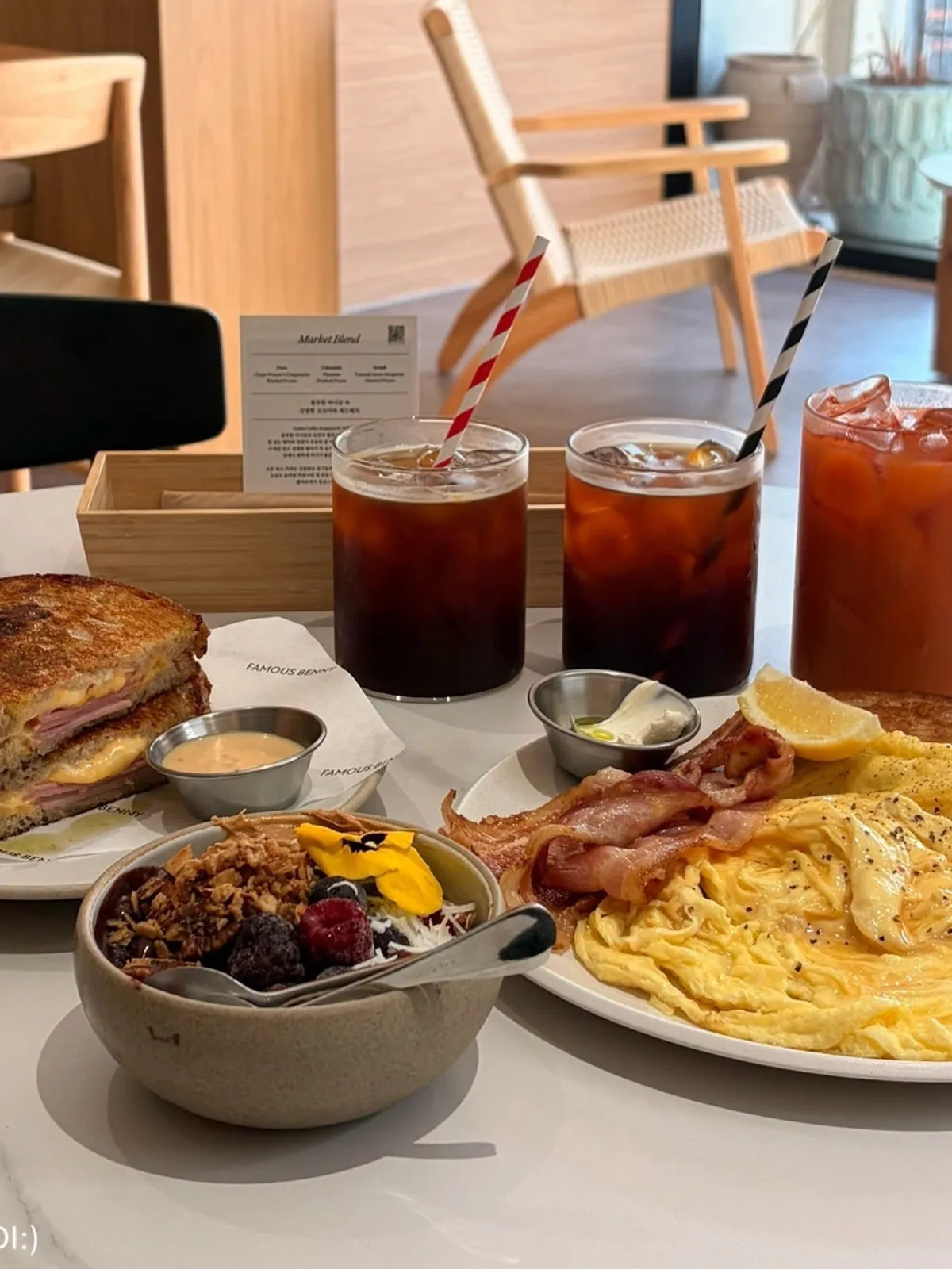 Full brunch spread at Famous Benny Gwangalli Branch
