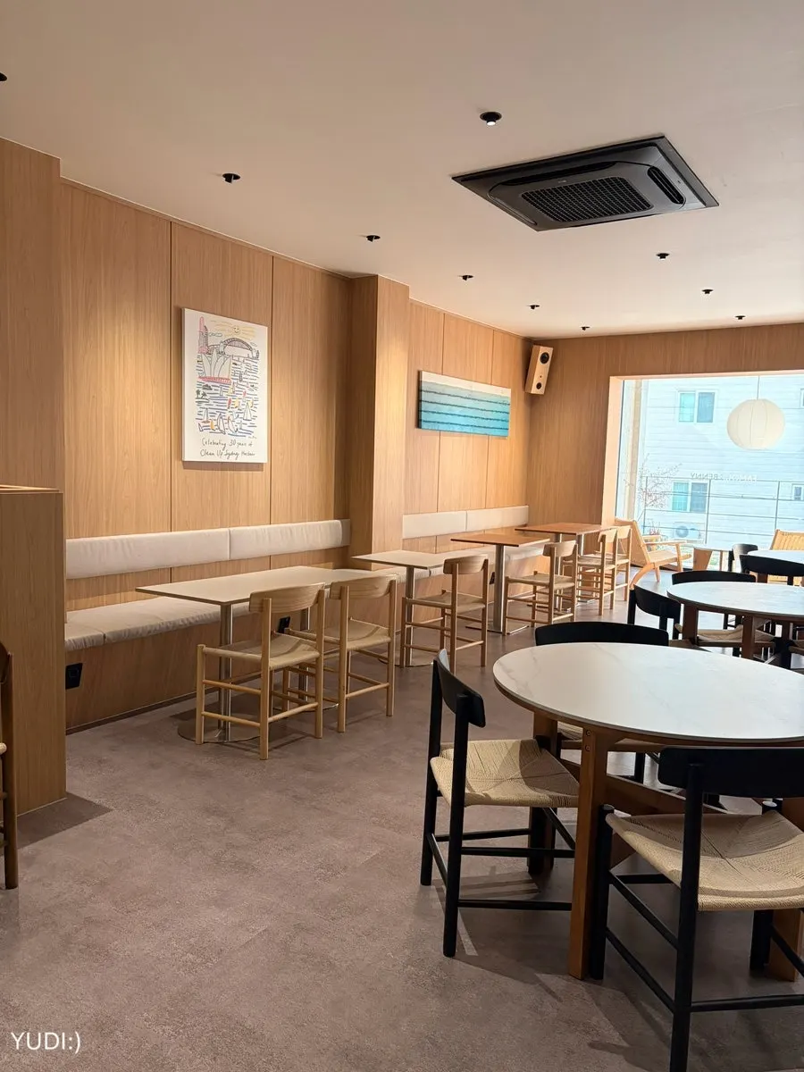 Wood-toned interior of Famous Benny