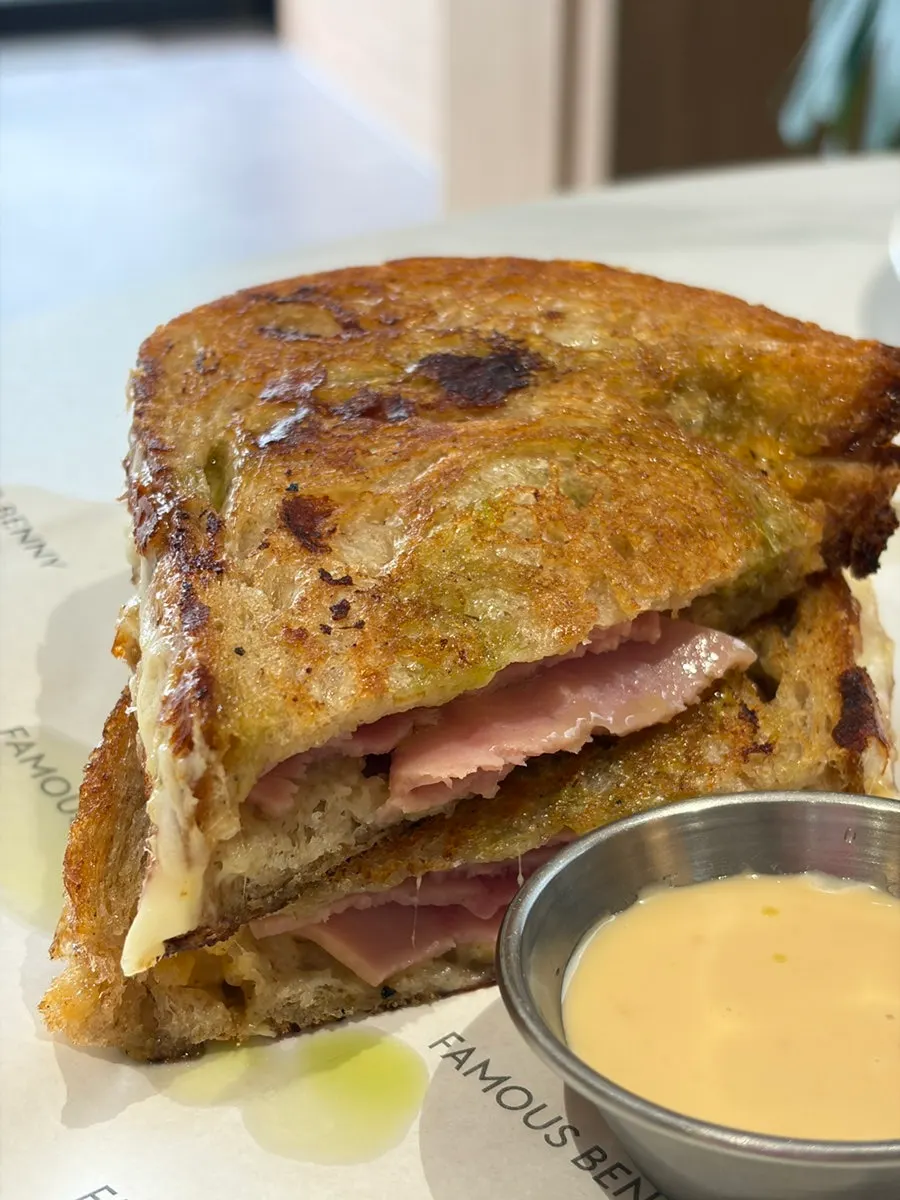 Golden-toasted ham cheese toast