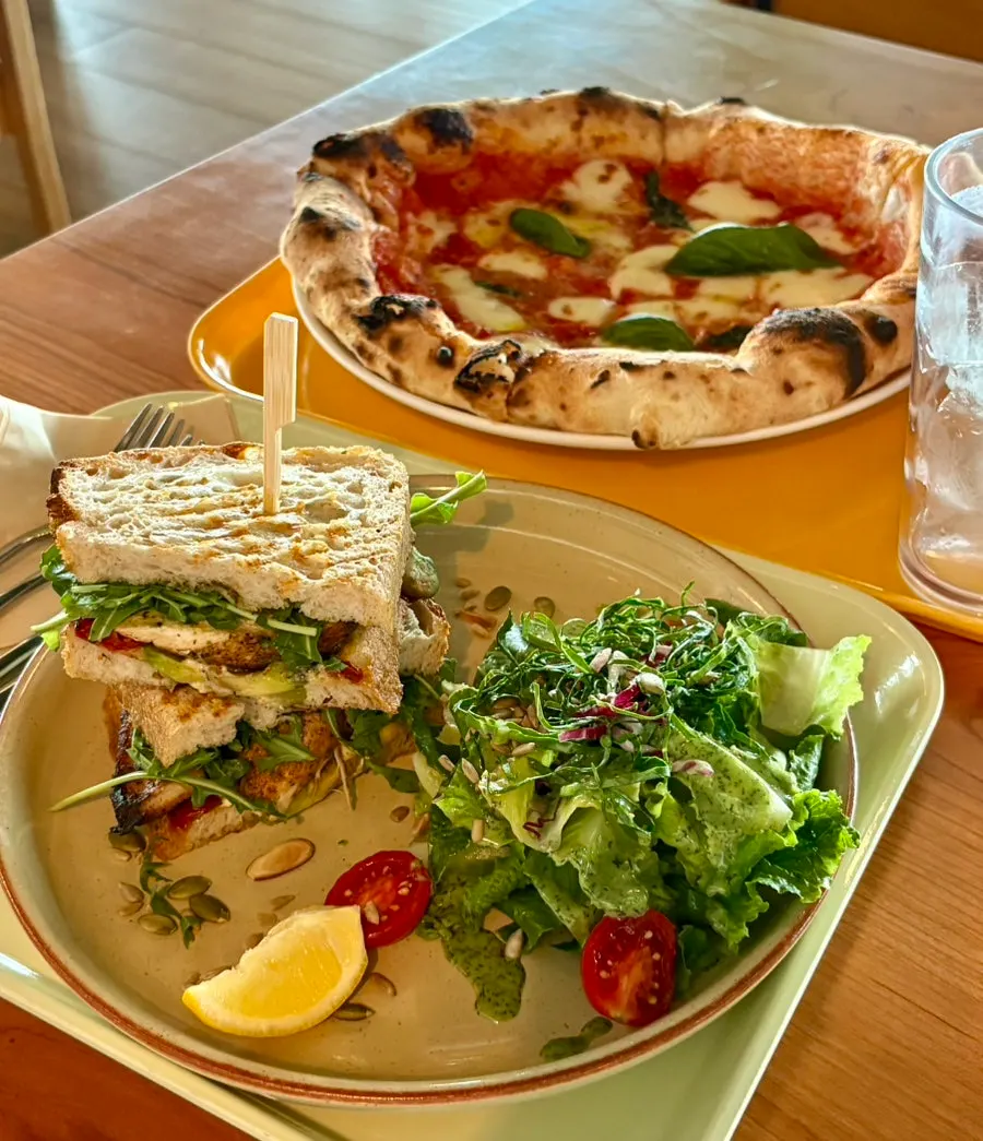 Pizza and sandwich brunch