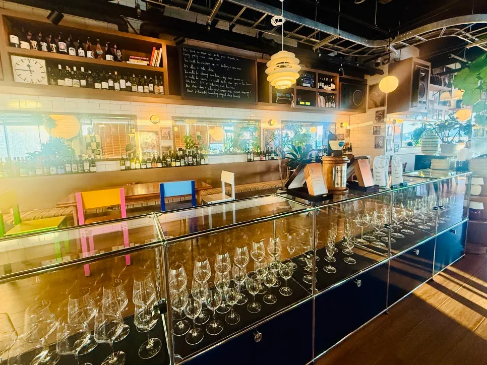 Interior showing brunch and pasta menu boards