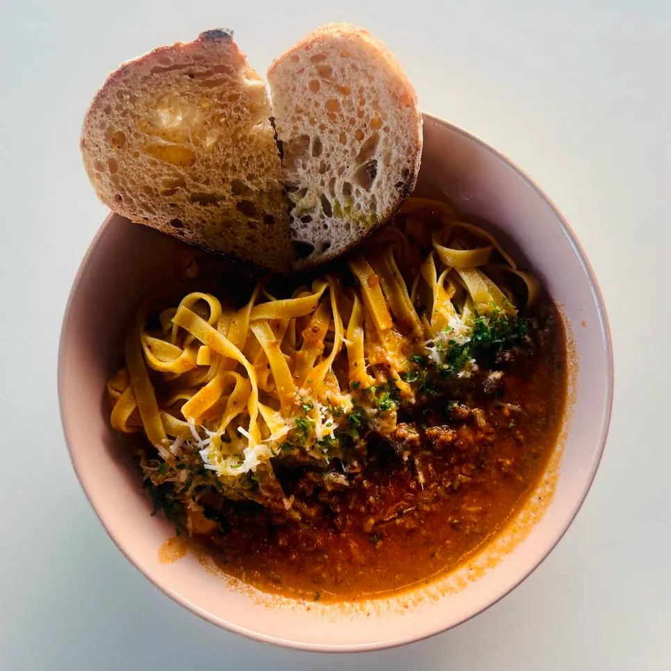 Bolognese pasta with a rich tomato sauce