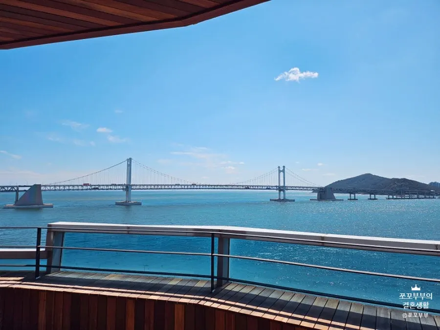Panoramic oceanview unfolding as you enter the café