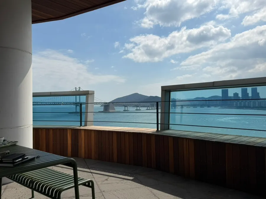 View of the Gwangalli sea from the outdoor terrace seats