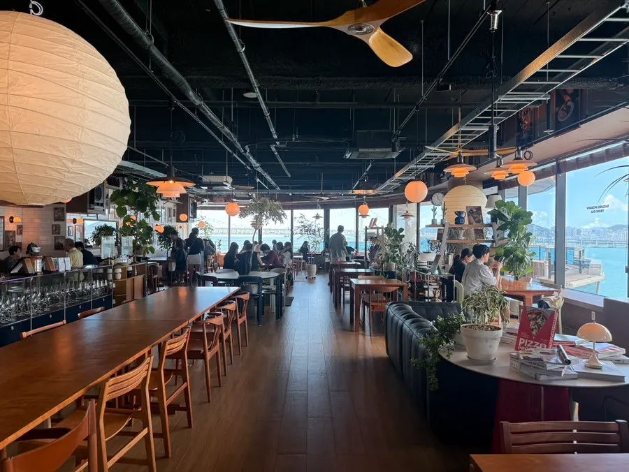 Interior design of the Gwangalli ocean-view café