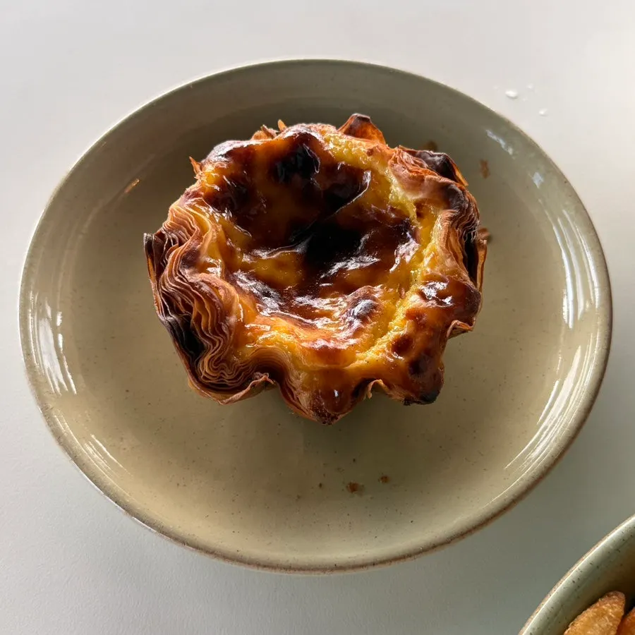 Cross-section of a moist egg tart
