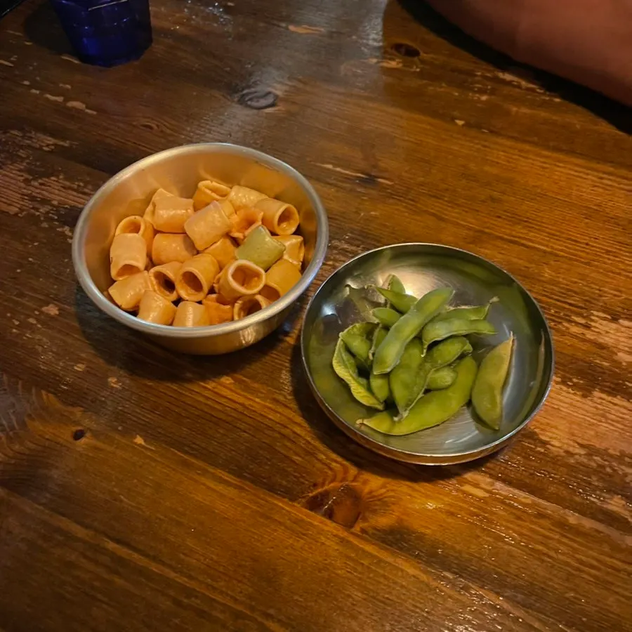 Bar snacks and Daeseon ordered at Moknal
