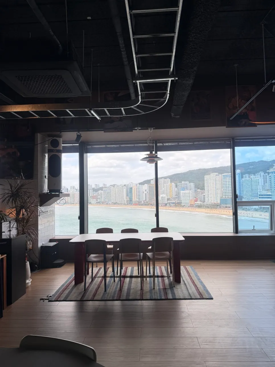 Gwangalli ocean view seen through the café windows