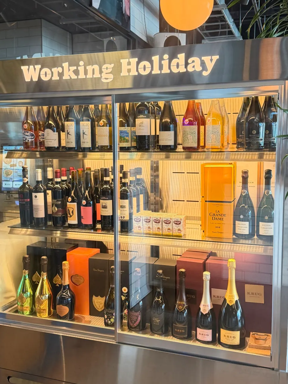 Decor area displaying champagne bottles