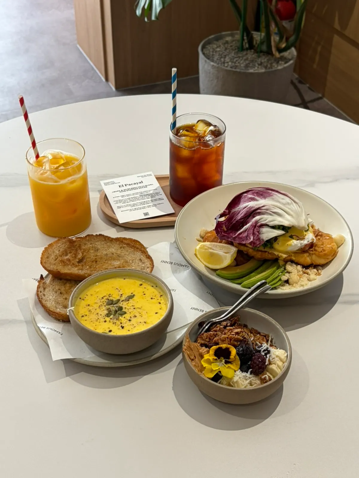 Brunch dishes ordered at Famous Benny