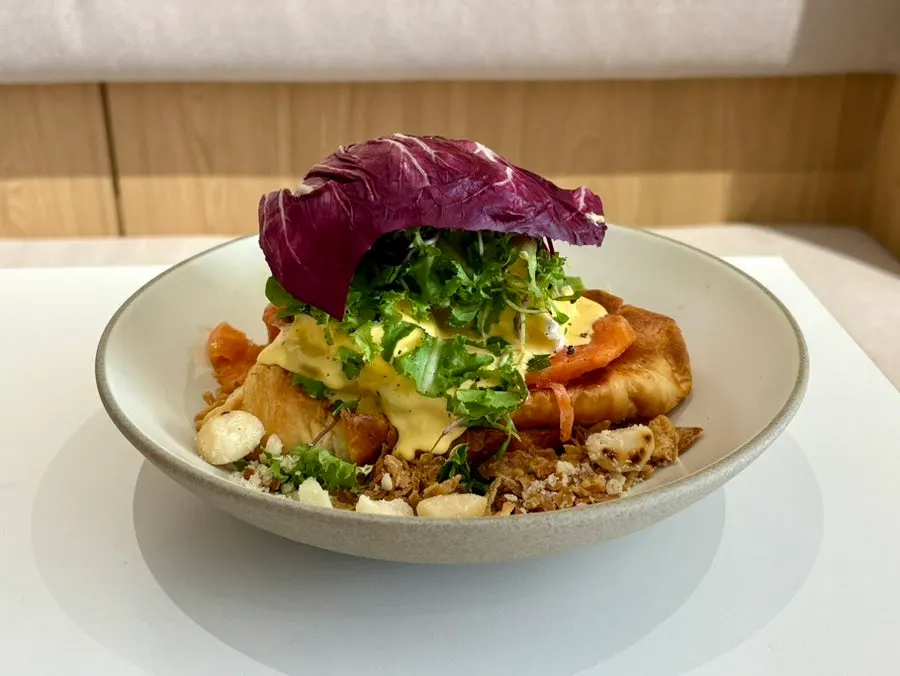 The Famous Benny, garlic butter eggs, and acai bowl