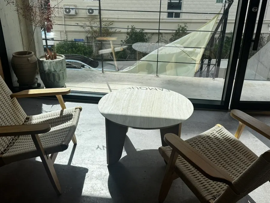 Outdoor seating area at Famous Benny