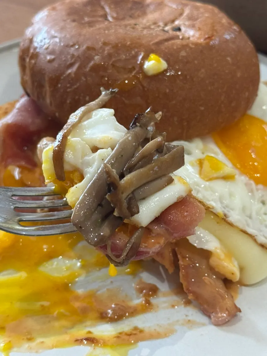 Bacon egg roll with cheese and bacon