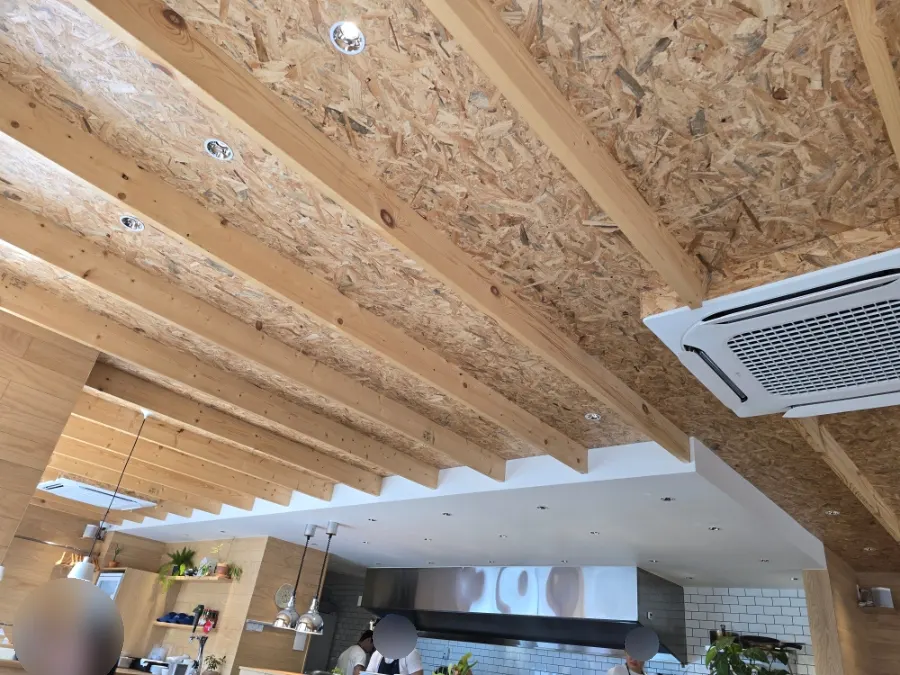 Interior with a wooden ceiling