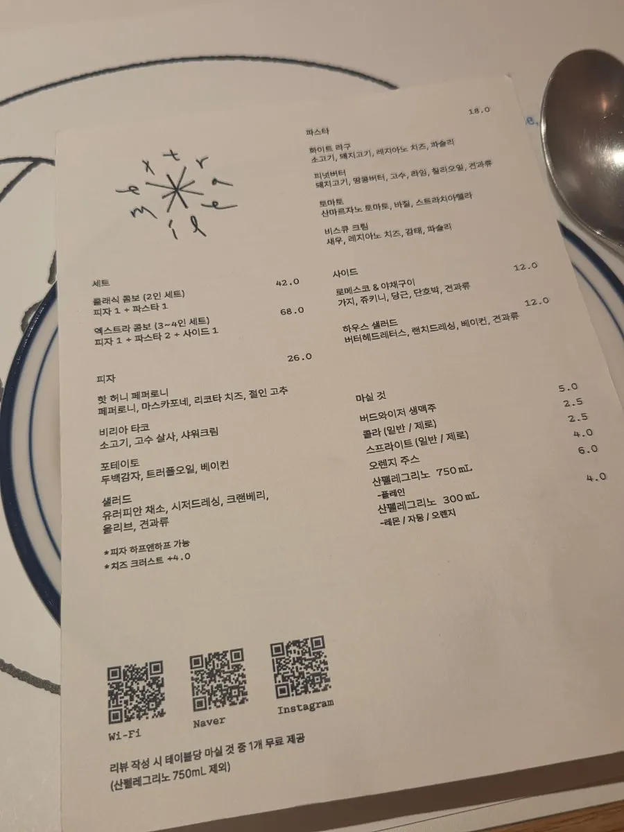 Menu board showing Extra Mile combo set prices
