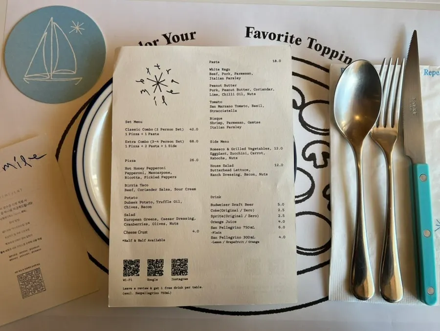 Extra Mile's menu board