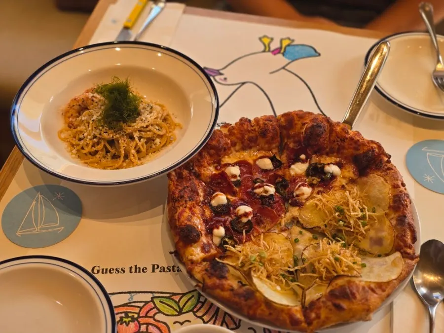 Pizza menu with half-and-half option available