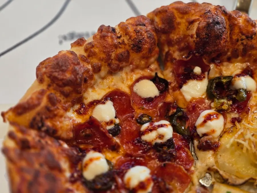 Hot honey pepperoni and potato half-and-half pizza