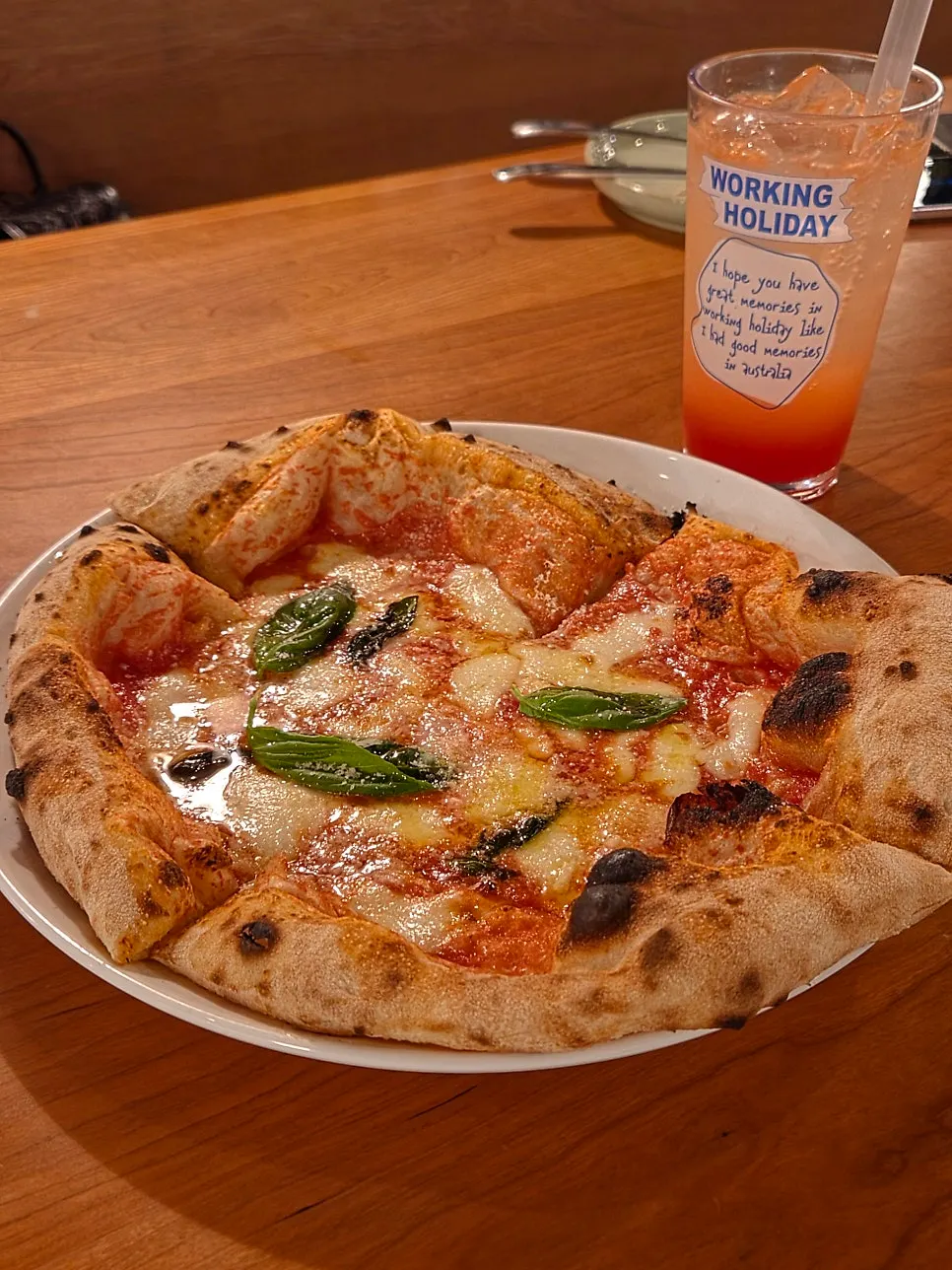 Freshly served Margherita pizza