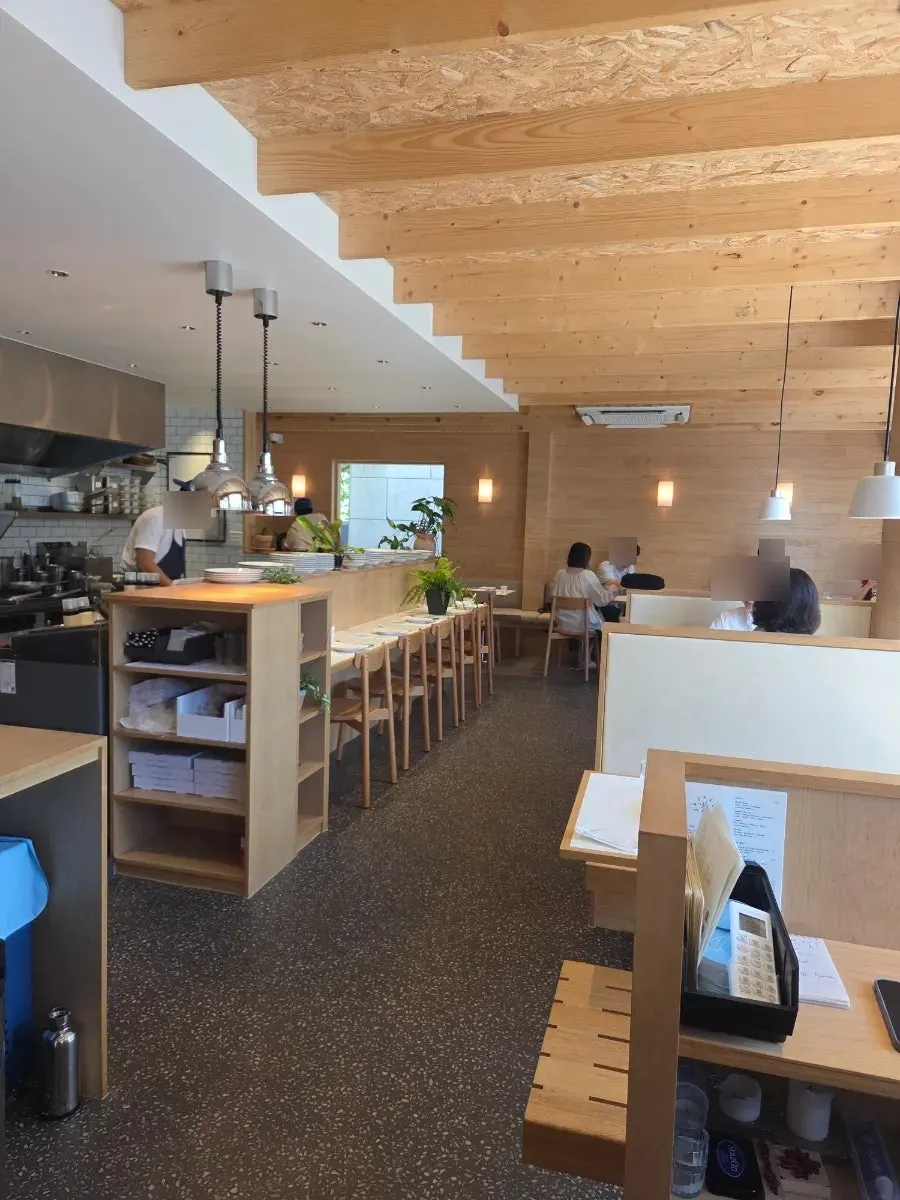 Cleanly decorated interior of Extra Mile