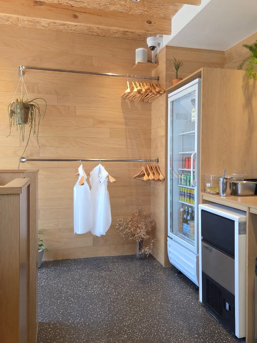 White-toned interior of Extra Mile