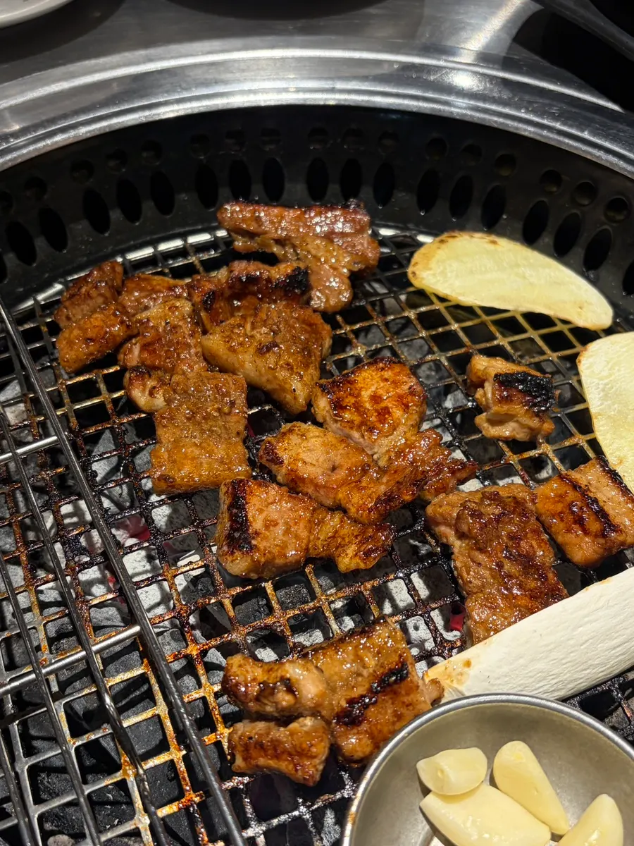 Golden, well-grilled pork marinated ribs