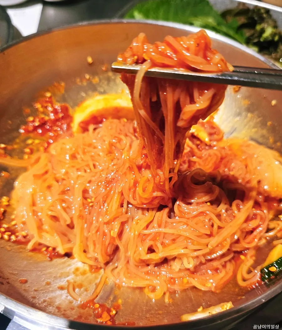 고기와 곁들인 비빔밀면