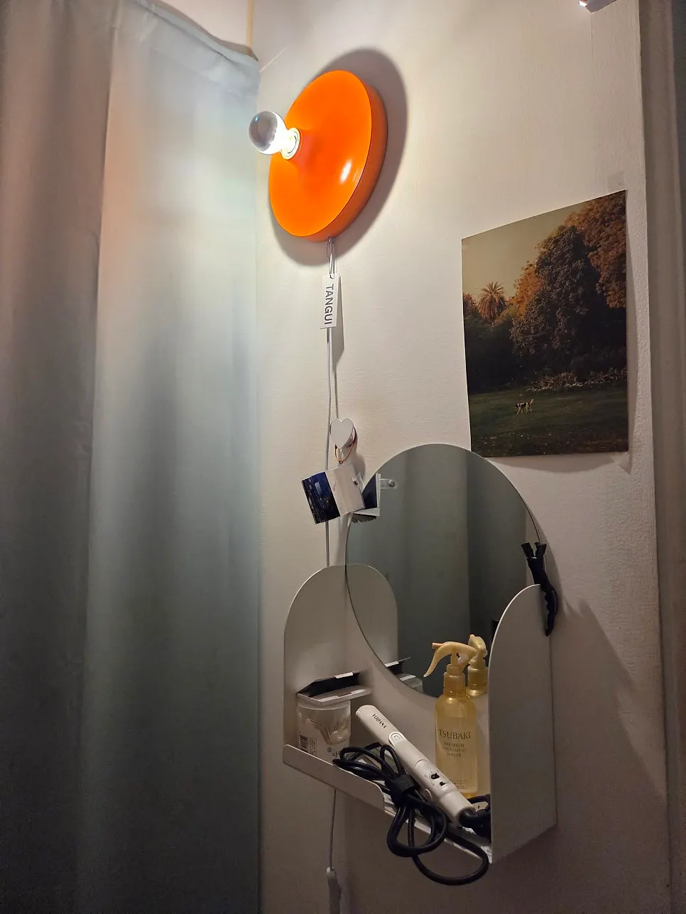 Table with a mini lamp