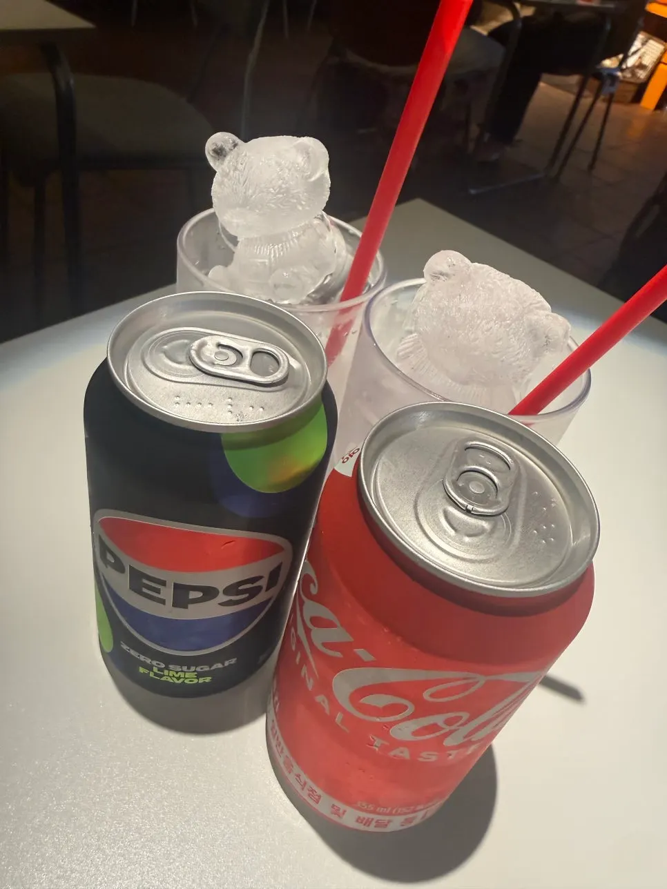 Drink with bear-shaped ice cubes