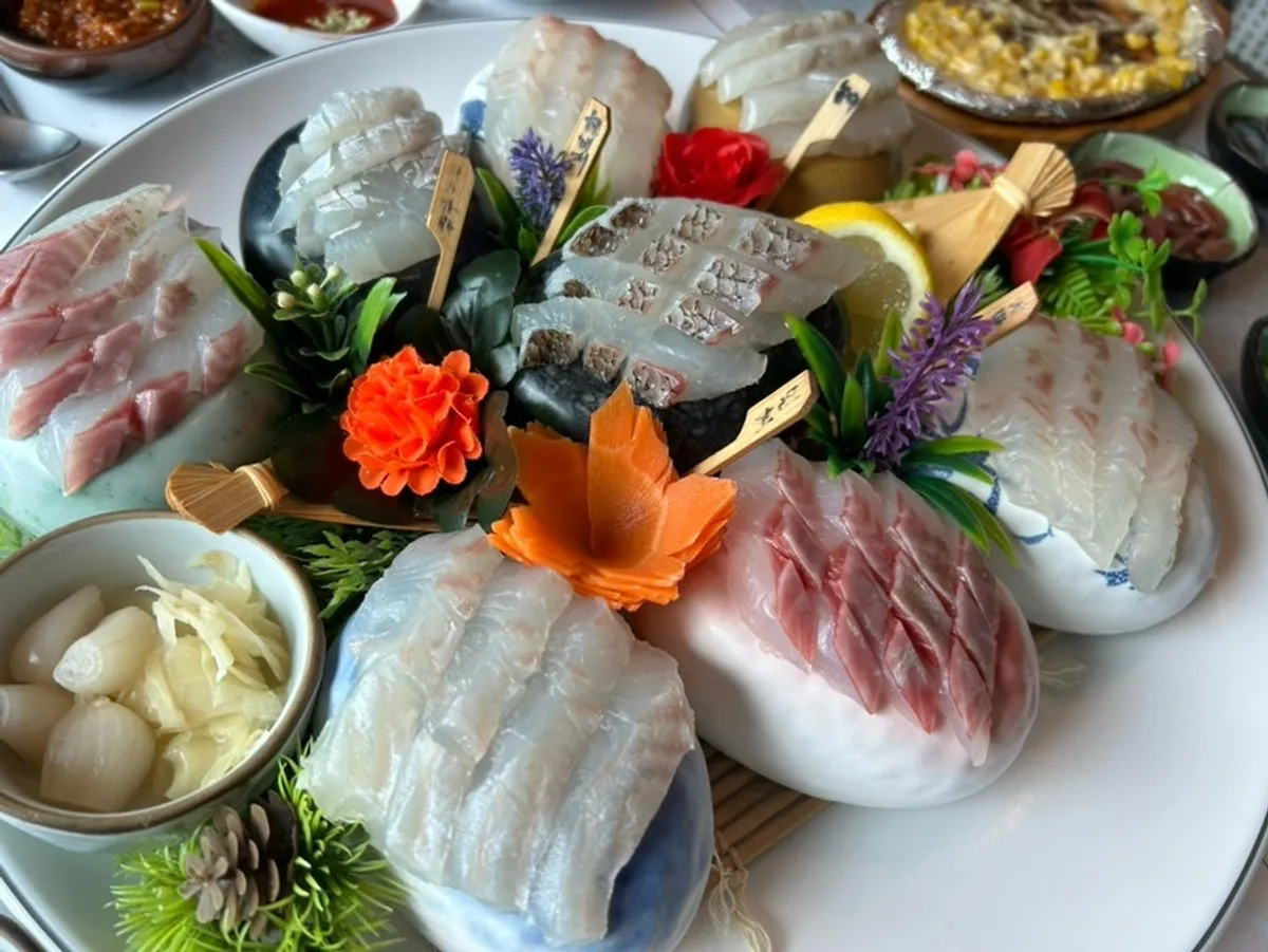Sashimi plating with red sea bream and milchi
