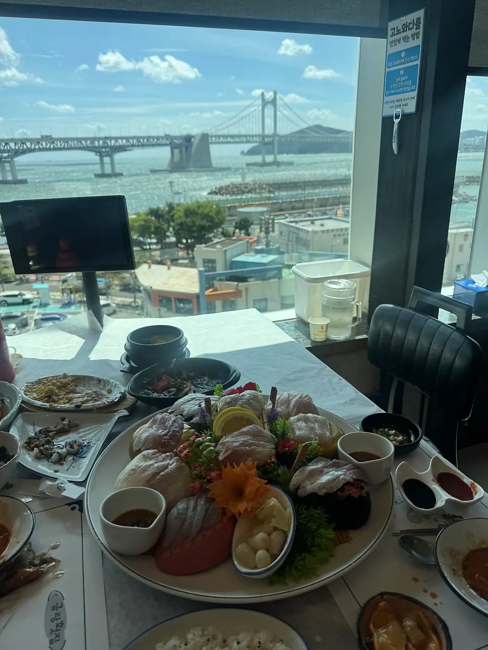Ocean view of Gwangan Bridge seen from the window seat