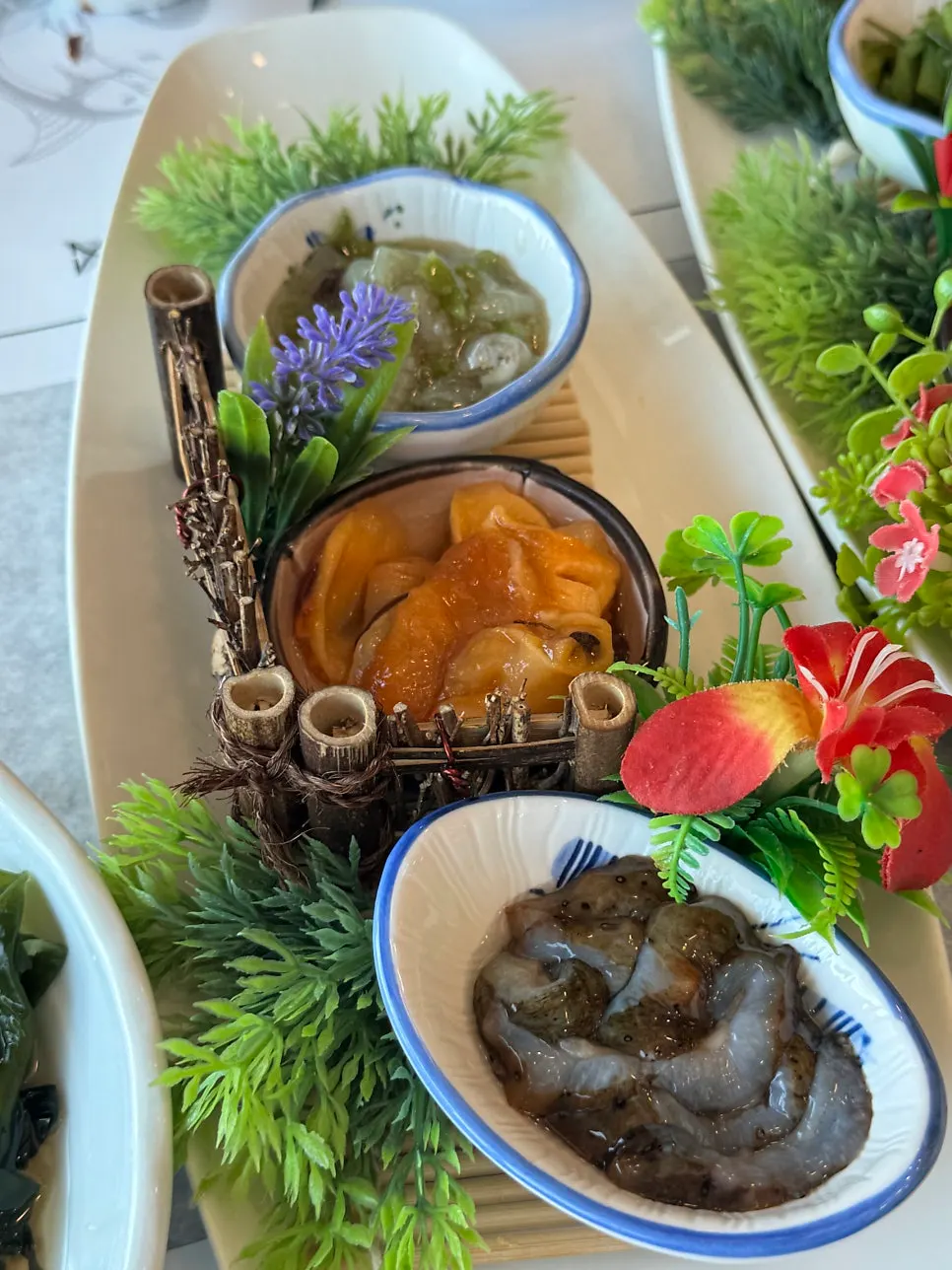 Steamed egg served alongside the meal