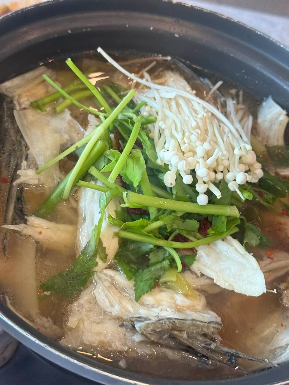 Spicy fish stew served separately