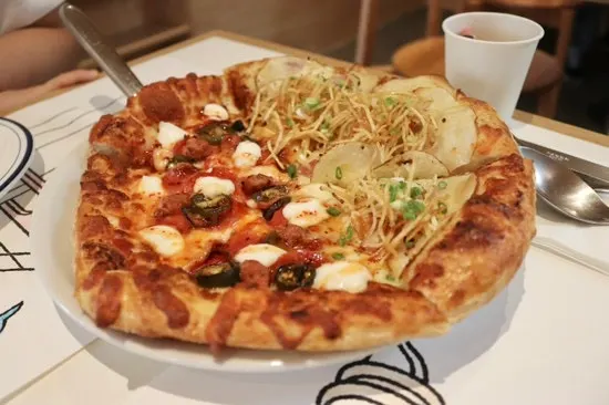 Hot honey pepperoni and potato half-and-half pizza