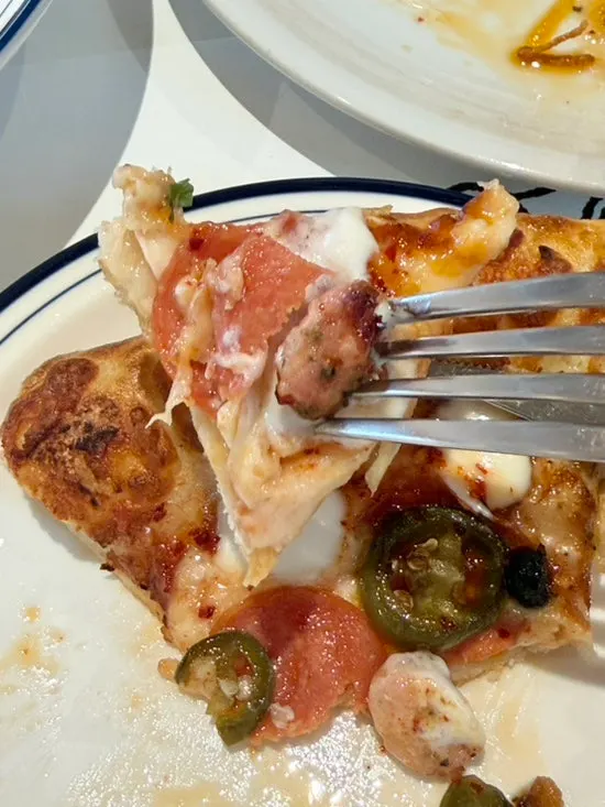 Hot honey pepperoni topped with mascarpone and ricotta